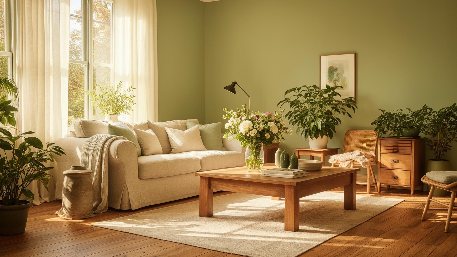 Bright, sunlit living room freshly cleaned by Cleanora